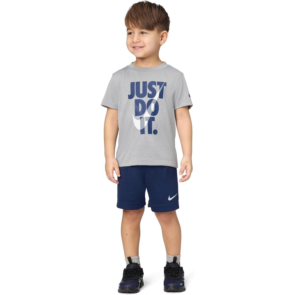image:imageNike Boys DriFIT Just Do It TShirt and Mesh Shorts 2Piece Outfit SetLight Smoke GreyMidnight Navy