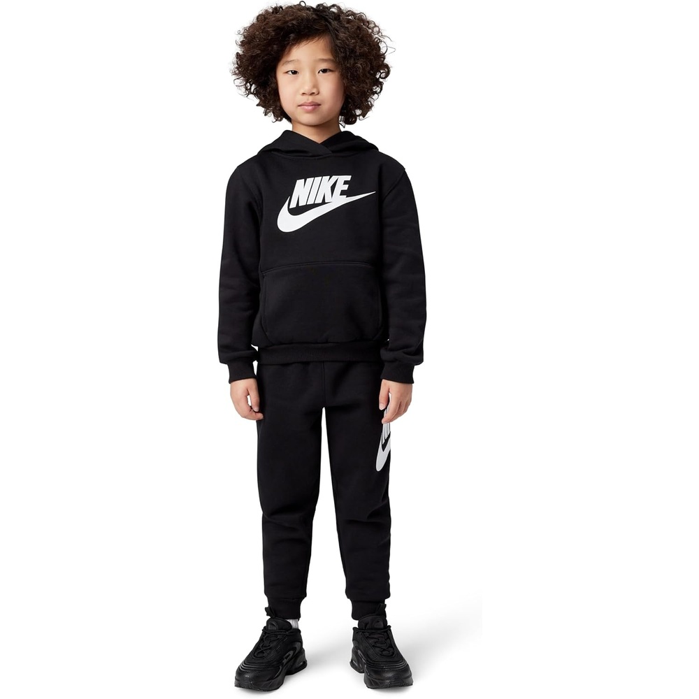 image:imageNike Kids Sportswear Club Fleece Pullover Hoodie and Joggers 2Piece Outfit Set Large Swoosh LogoBlack