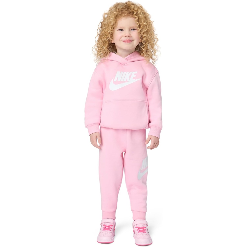 image:imageNike Kids Sportswear Club Fleece Pullover Hoodie and Joggers 2Piece Outfit Set Large Swoosh LogoMedium Soft Pink