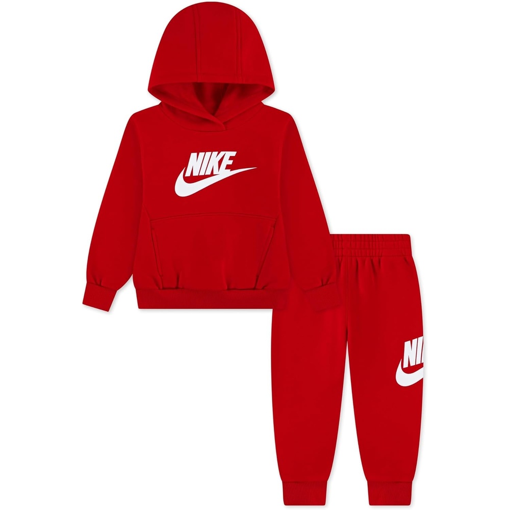 image:imageNike Kids Sportswear Club Fleece Pullover Hoodie and Joggers 2Piece Outfit Set Large Swoosh LogoUniversity Red