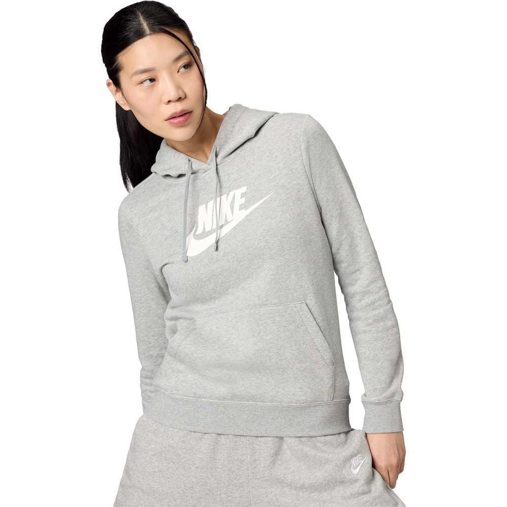 image:imageNike Womens Sportswear Club Fleece Logo Pullover HoodieDark Grey HeatherWhite