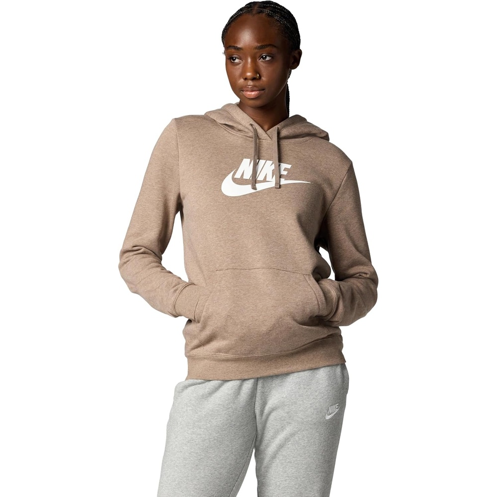 image:imageNike Womens Sportswear Club Fleece Logo Pullover HoodieMink BrownHeatherWhite