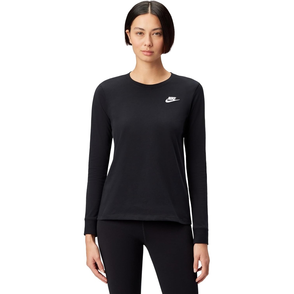 image:imageNike Womens Sportswear Club LongSleeve TShirtBlackWhite