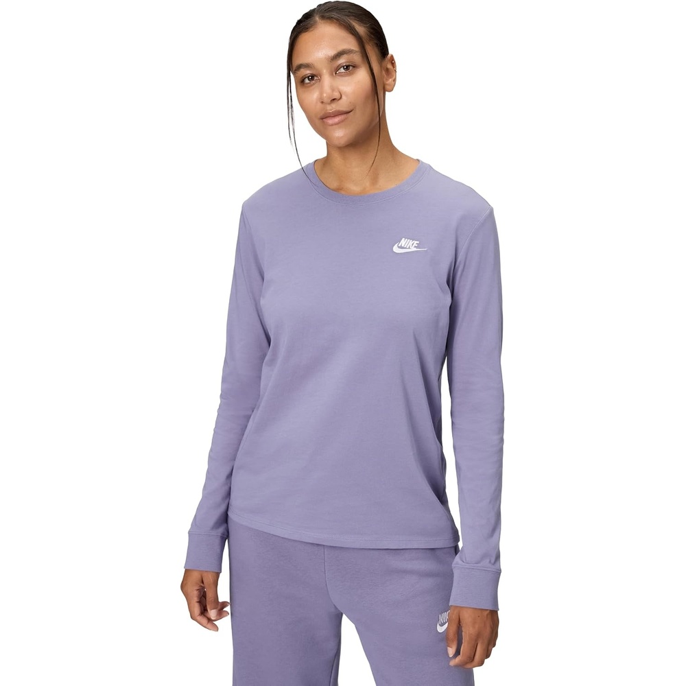 image:imageNike Womens Sportswear Club LongSleeve TShirtWorld IndigoWhite