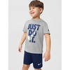 Nike Boys’ Dri-FIT Just Do It T-Shirt and Mesh Shorts 2-Piece Outfit Set(Light Smoke Grey/Midnight Navy)