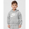Nike Boys’ Sportswear Club Fleece Pullover Hoodie and Shorts 2-Piece Outfit Set (Large Swoosh Logo)(Dark Grey Heather)