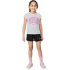Nike Girls’ Graphic T-Shirt and Mesh Shorts 2-Piece Outfit Set(White/Black)
