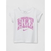 Nike Girls’ Graphic T-Shirt and Mesh Shorts 2-Piece Outfit Set(White/Black)