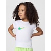 Nike Girls’ Graphic T-Shirt and Mesh Shorts 2-Piece Outfit Set(White/Light Liquid Lime)