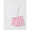 Nike Girls’ Graphic T-Shirt and Mesh Shorts 2-Piece Outfit Set(White/Medium Soft Pink)