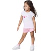 Nike Girls’ Graphic T-Shirt and Mesh Shorts 2-Piece Outfit Set(White/Medium Soft Pink)