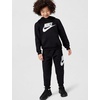 Nike Kids’ Sportswear Club Fleece Pullover Hoodie and Joggers 2-Piece Outfit Set (Large Swoosh Logo)(Black)