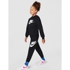 Nike Kids’ Sportswear Club Fleece Pullover Hoodie and Joggers 2-Piece Outfit Set (Large Swoosh Logo)(Black/Metallic Gold)