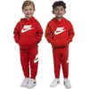 Nike Kids’ Sportswear Club Fleece Pullover Hoodie and Joggers 2-Piece Outfit Set (Large Swoosh Logo)(University Red)