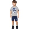 Nike Boys’ Dri-FIT Just Do It T-Shirt and Mesh Shorts 2-Piece Outfit Set(Light Smoke Grey/Midnight Navy)