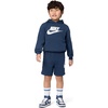 Nike Boys’ Sportswear Club Fleece Pullover Hoodie and Shorts 2-Piece Outfit Set (Large Swoosh Logo)(Midnight Navy)