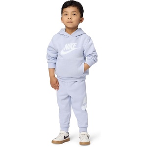 Nike Kids’ Sportswear Club Fleece Pullover Hoodie and Joggers 2-Piece Outfit Set (Large Swoosh Logo)(Ghost)