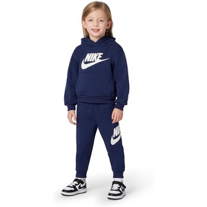 Nike Kids’ Sportswear Club Fleece Pullover Hoodie and Joggers 2-Piece Outfit Set (Large Swoosh Logo)(Midnight Navy)