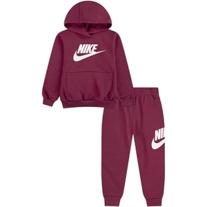 Nike Kids’ Sportswear Club Fleece Pullover Hoodie and Joggers 2-Piece Outfit Set (Large Swoosh Logo)(Sweet Beet)
