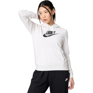 Nike Women’s Sportswear Club Fleece Logo Pullover Hoodie(Birch Heather/Black)