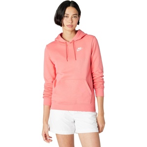 Nike Women’s Sportswear Club Fleece Pullover Hoodie(Sea Coral/White)