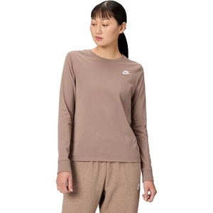 Nike Women’s Sportswear Club Long-Sleeve T-Shirt(Mink Brown)