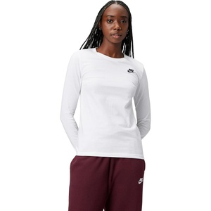 Nike Women’s Sportswear Club Long-Sleeve T-Shirt(White/Black)