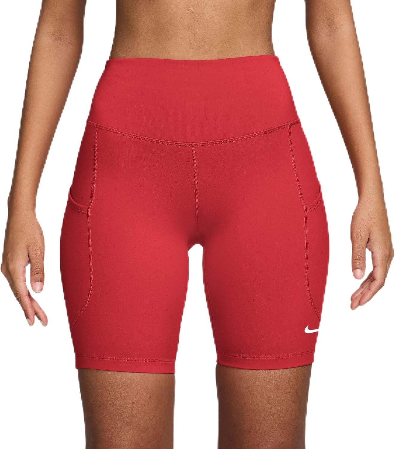 image:imageNike Womens One HighWaisted 8 Bike Shorts Running and Workout ShortsLight CrimsonWhite