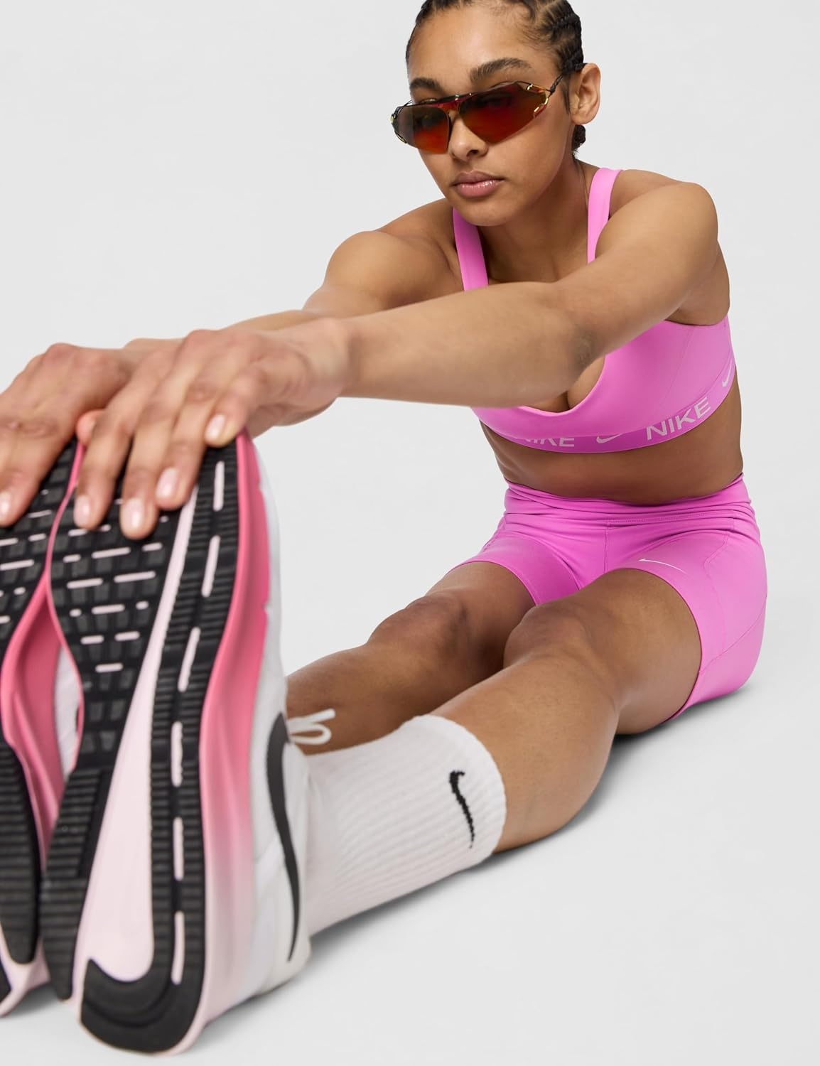 image:imageNike Womens One HighWaisted 8 Bike Shorts Running and Workout ShortsLight MagentaWhite