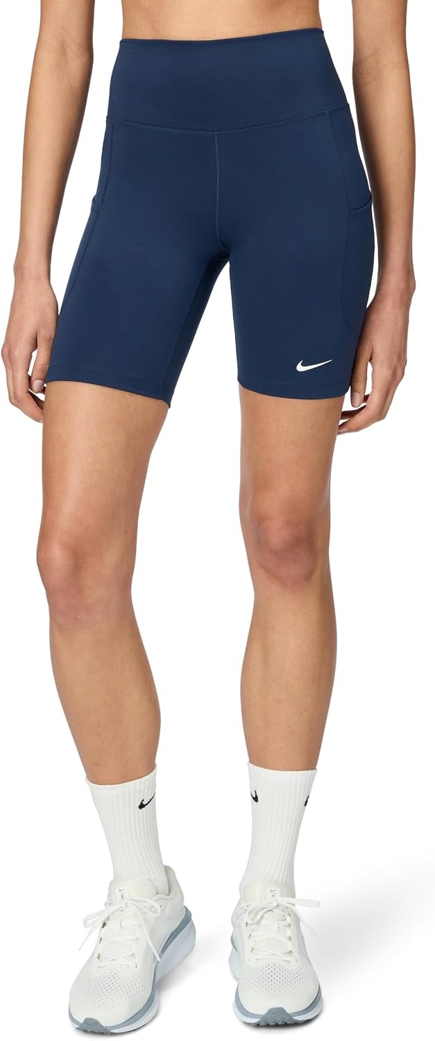 image:imageNike Womens One HighWaisted 8 Bike Shorts Running and Workout ShortsMidnight NavyWhite