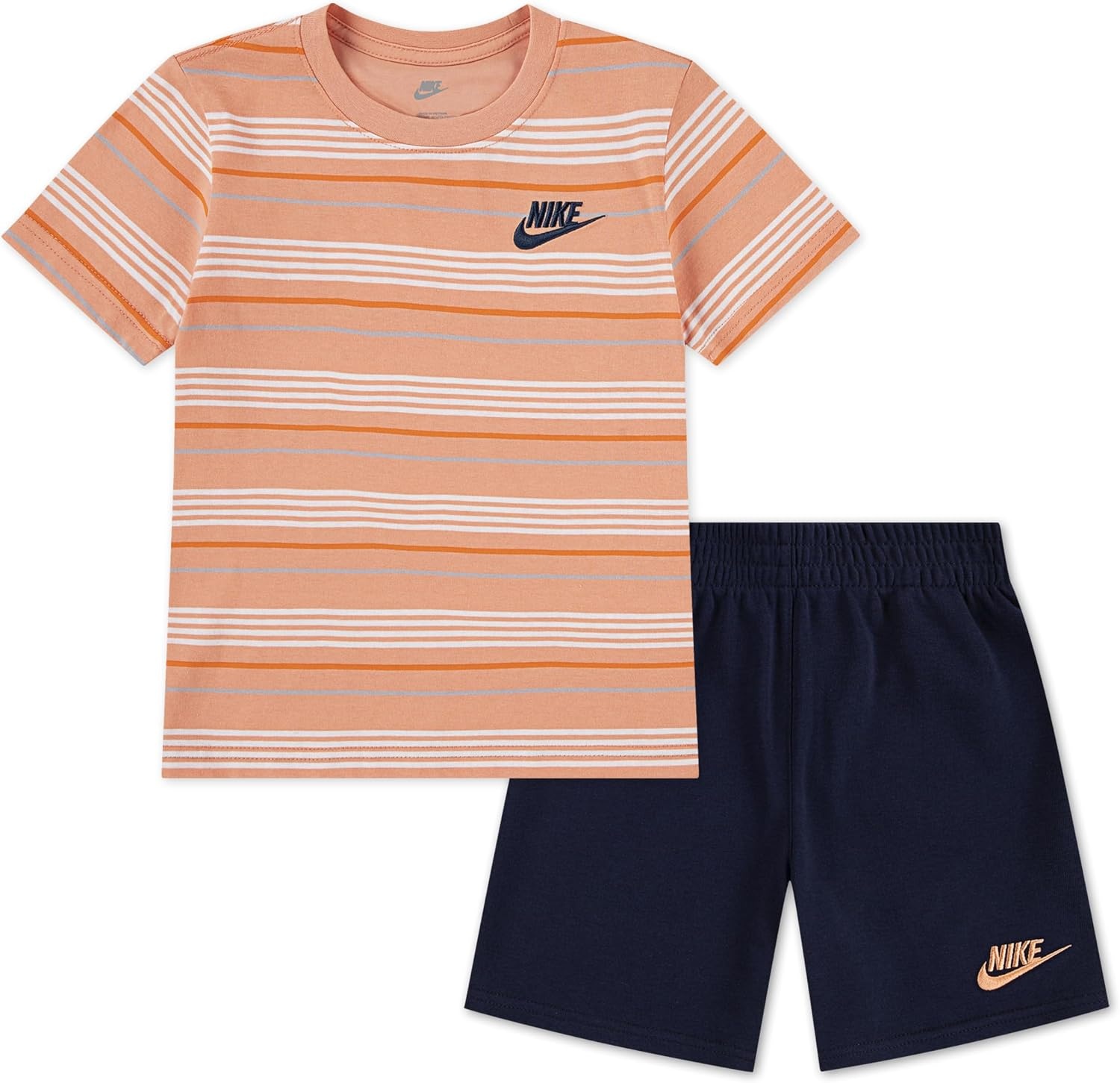 image:imageNike Boys Striped Sportswear Club TShirt and Shorts 2Piece Outfit SetApricot