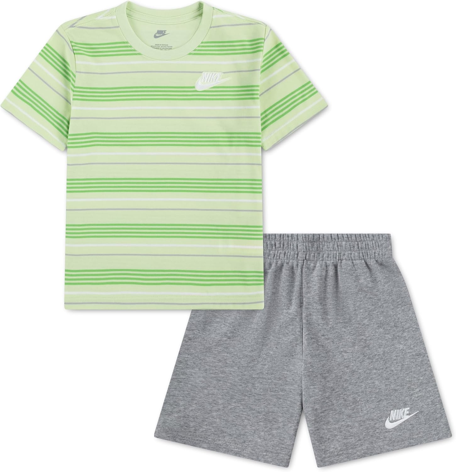 image:imageNike Boys Striped Sportswear Club TShirt and Shorts 2Piece Outfit SetLight Liquid Lime