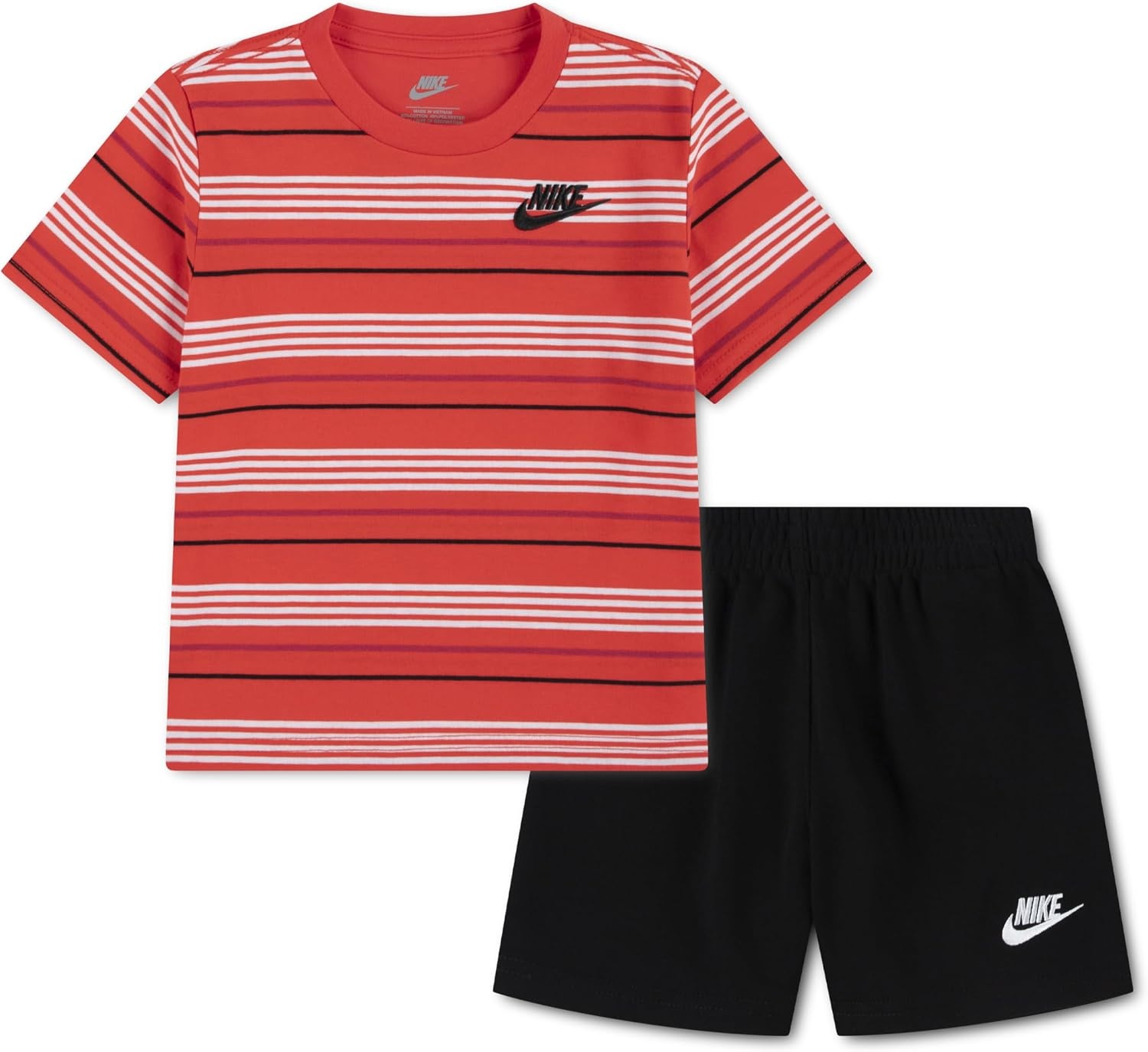 image:imageNike Boys Striped Sportswear Club TShirt and Shorts 2Piece Outfit SetTeam Crimson