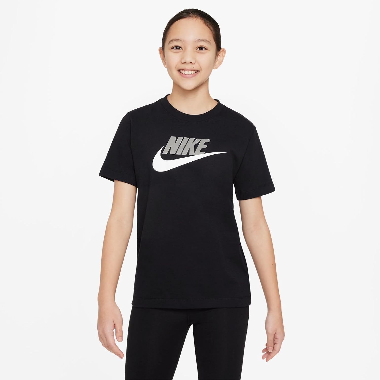 image:imageNike Kids Sportswear Club TShirt Large Swoosh LogoBlack
