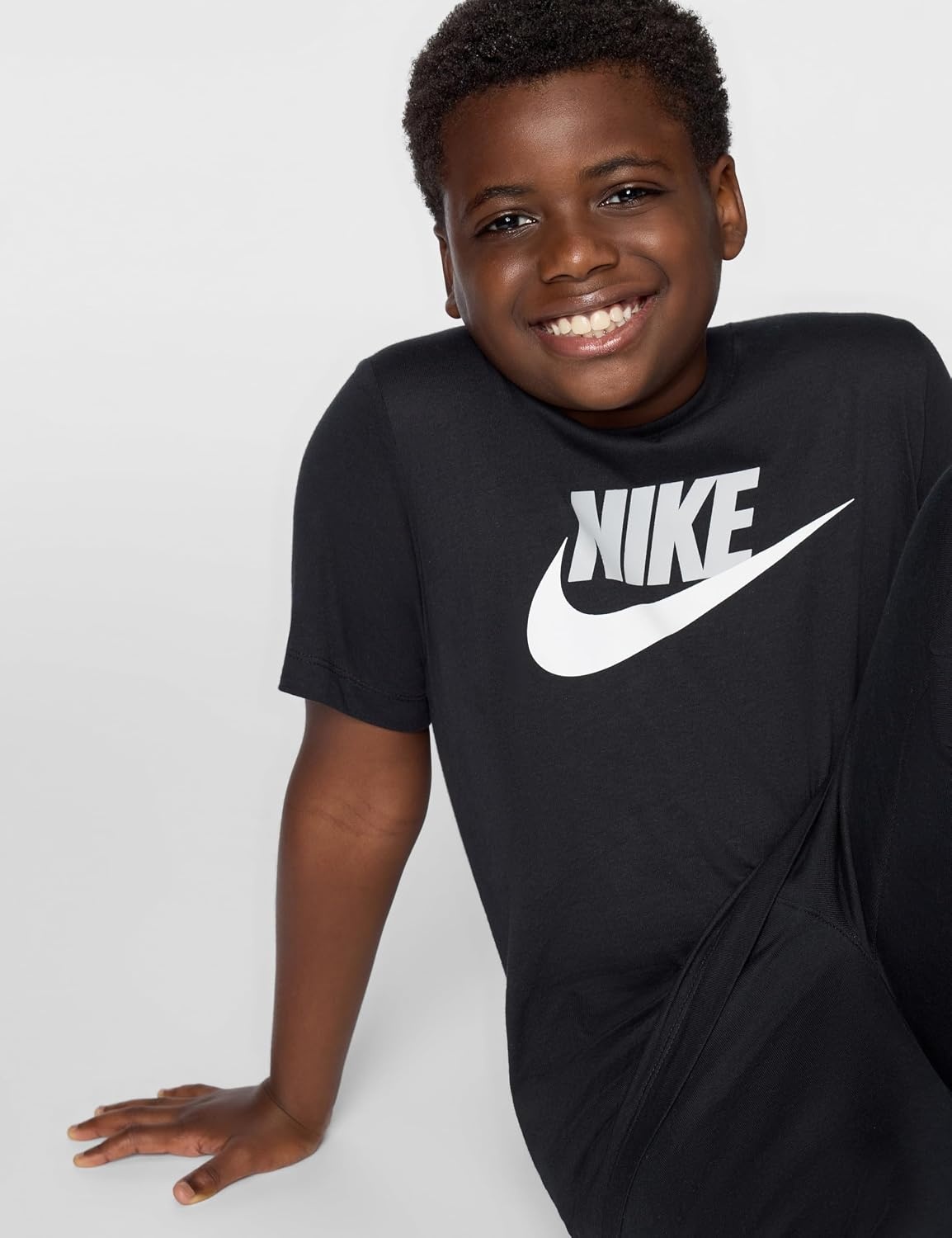 image:imageNike Kids Sportswear Club TShirt Large Swoosh LogoBlack