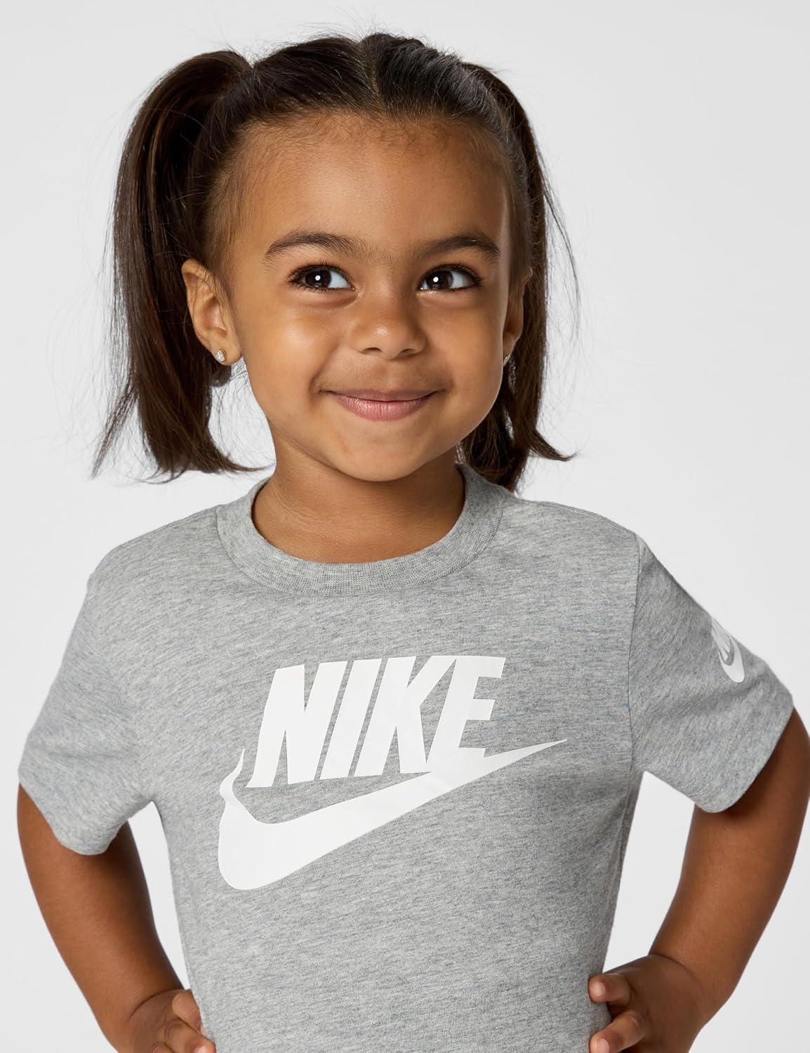 image:imageNike Kids Sportswear Club TShirt Large Swoosh LogoDark Grey Heather