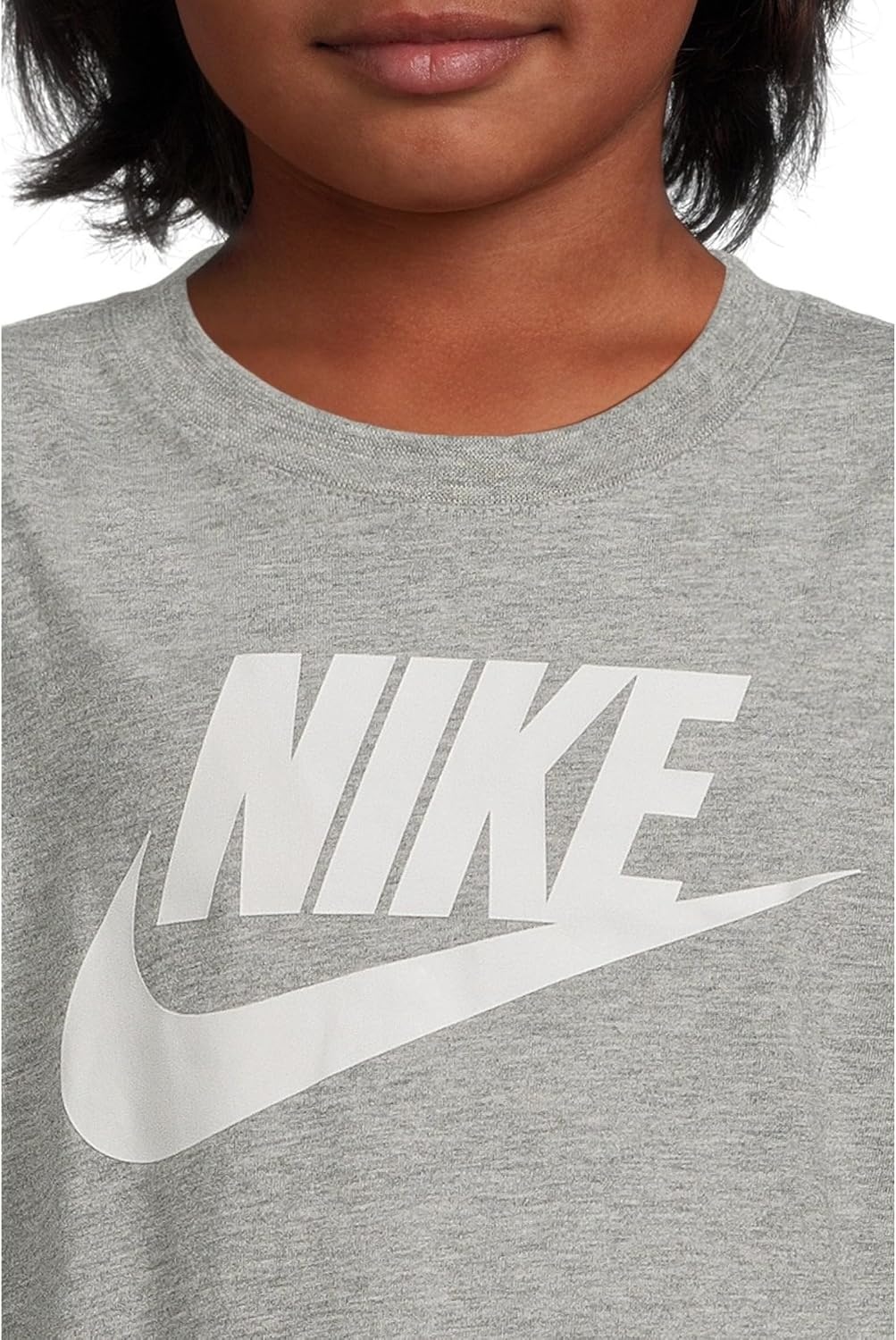 image:imageNike Kids Sportswear Club TShirt Large Swoosh LogoDark Grey Heather