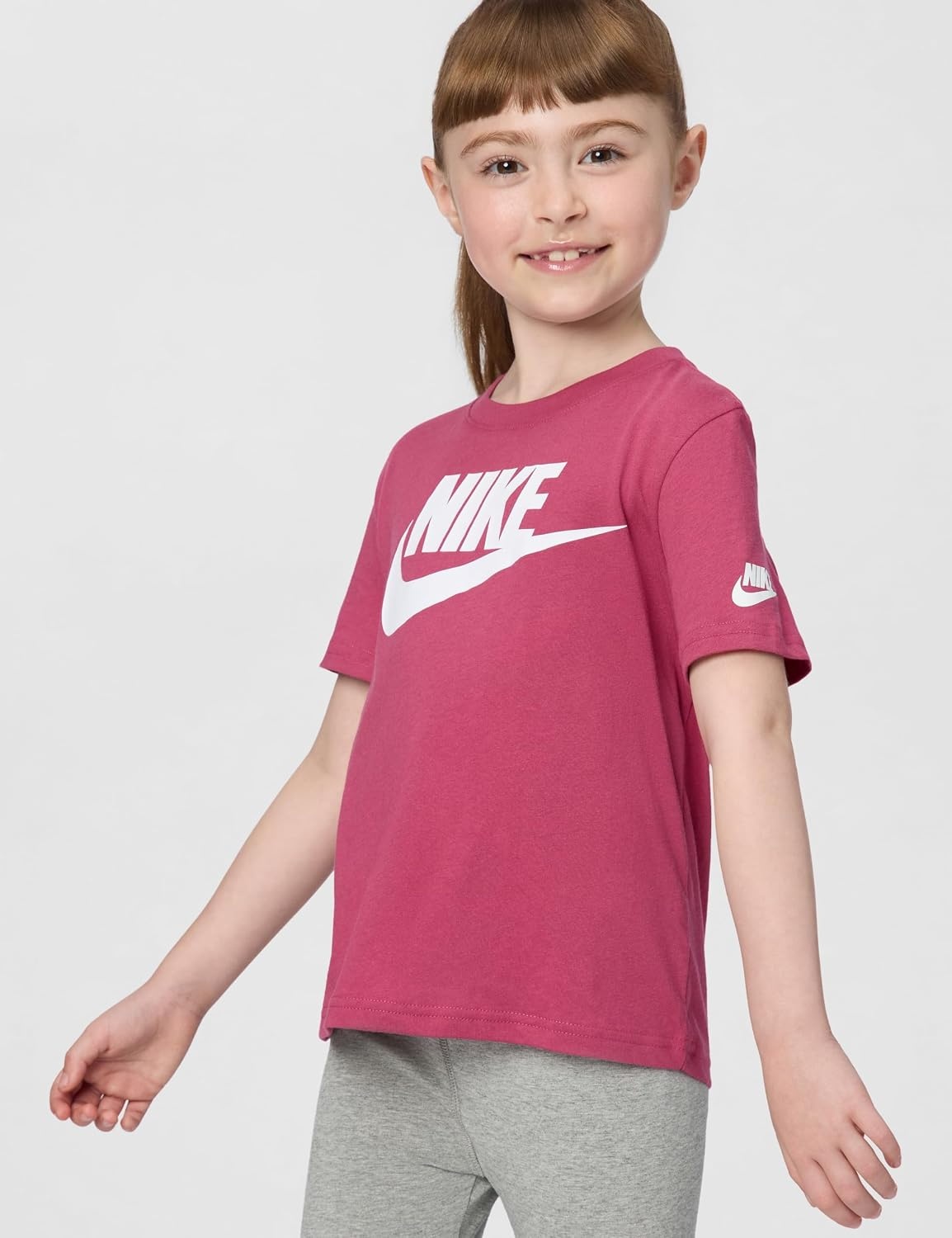 image:imageNike Kids Sportswear Club TShirt Large Swoosh LogoSweet Beet