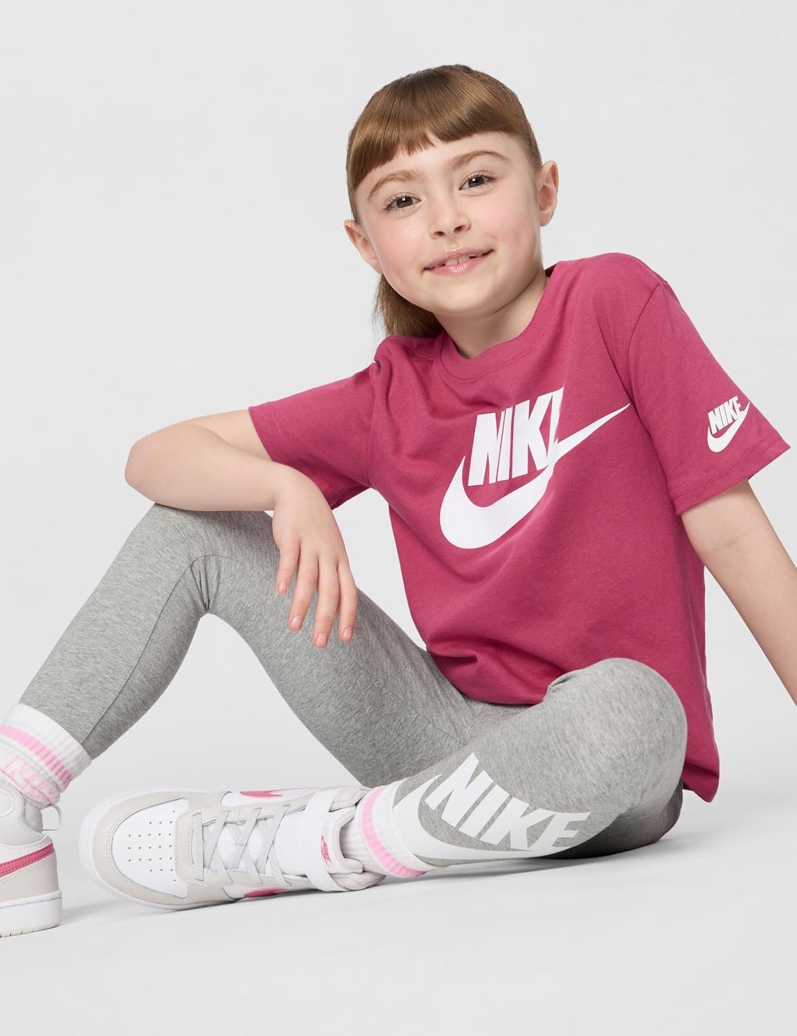 image:imageNike Kids Sportswear Club TShirt Large Swoosh LogoSweet Beet