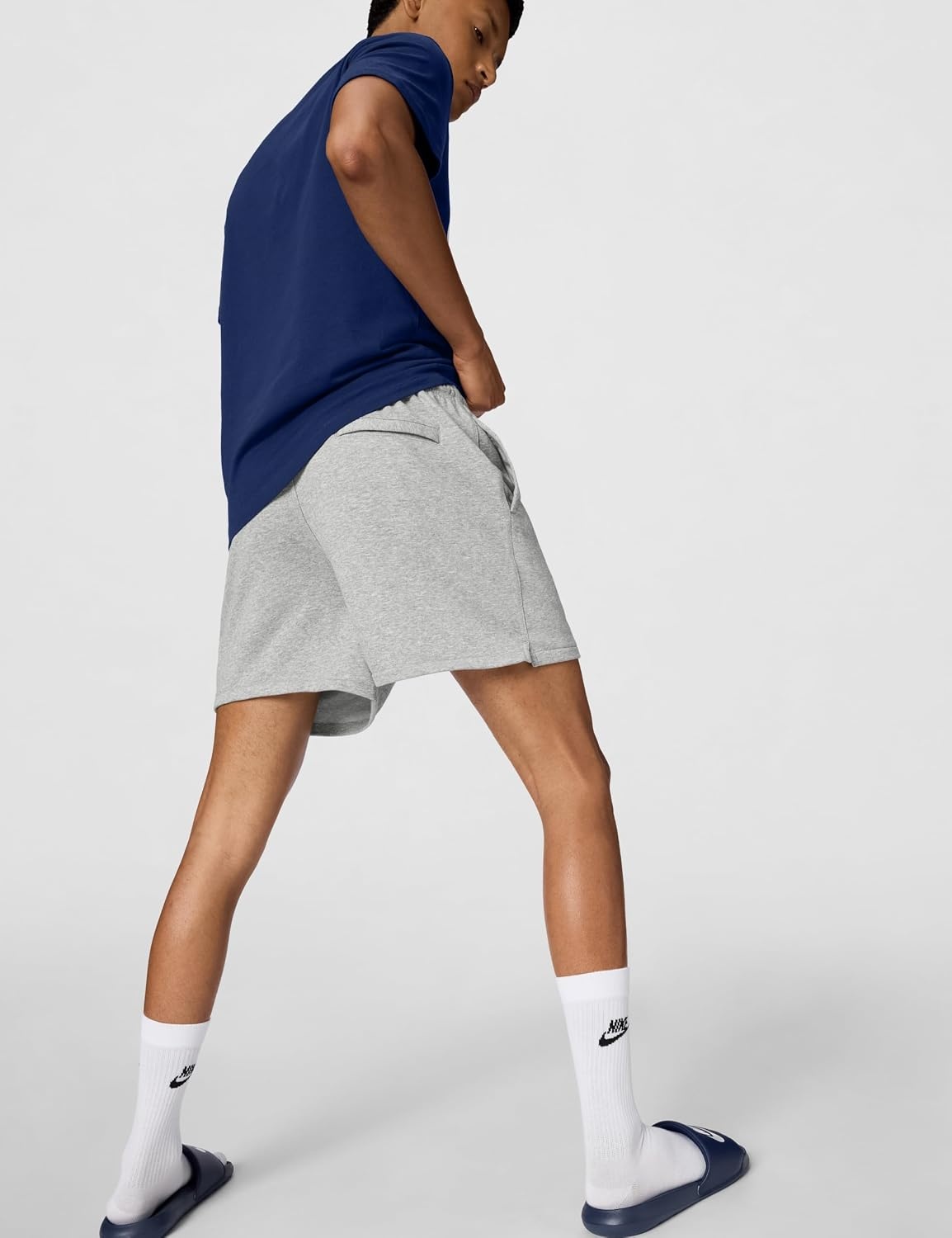 image:imageNike Mens Club French Terry Flow ShortsDark Grey HeatherLight Smoke GreyWhite