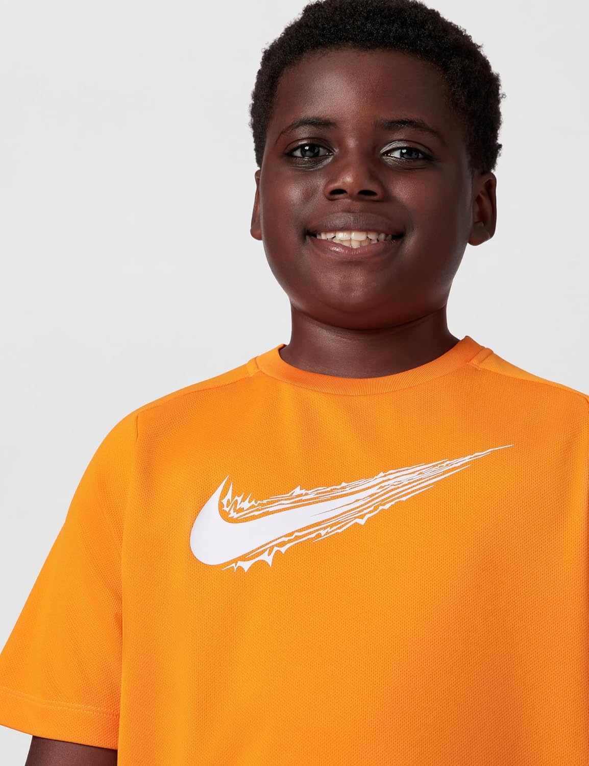 image:imageNike Unisex Big Kids Multi DriFIT ShortSleeve Training Top Large Swoosh Logo Boys and GirlsBright CeramicWhite