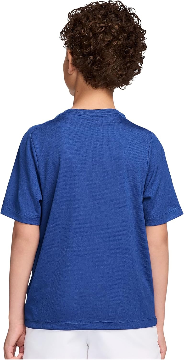 image:imageNike Unisex Big Kids Multi DriFIT ShortSleeve Training Top Large Swoosh Logo Boys and GirlsGame RoyalWhite