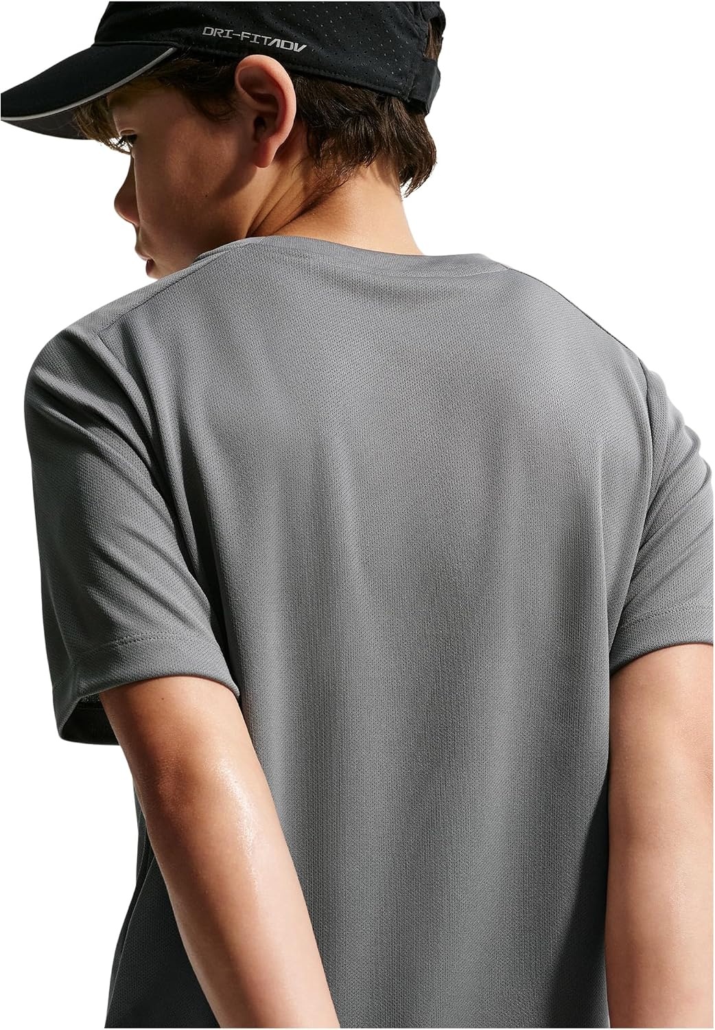 image:imageNike Unisex Big Kids Multi DriFIT ShortSleeve Training Top Large Swoosh Logo Boys and GirlsSmoke GreyWhite