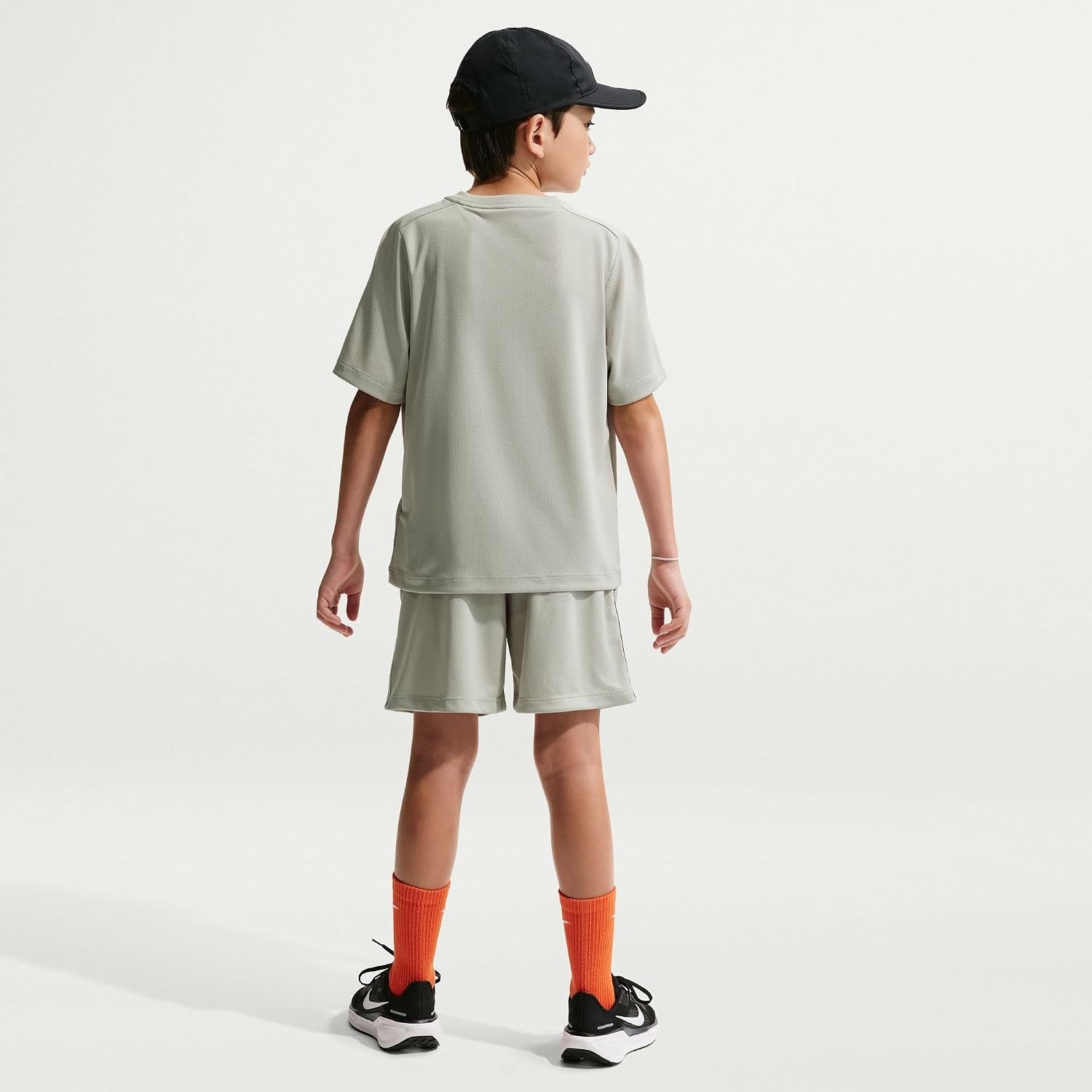 image:imageNike Unisex Big Kids Multi DriFIT ShortSleeve Training Top Large Swoosh Logo Boys and GirlsSpruce FogWhite