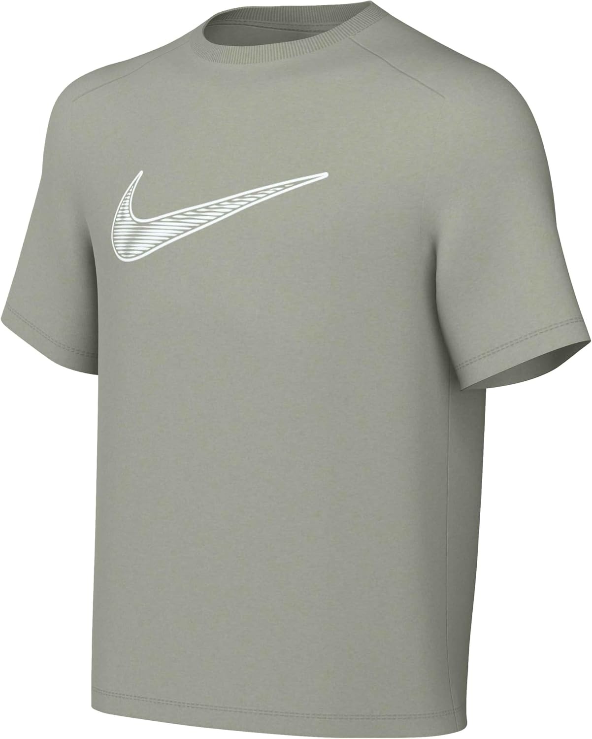 image:imageNike Unisex Big Kids Multi DriFIT ShortSleeve Training Top Large Swoosh Logo Boys and GirlsSpruce FogWhite