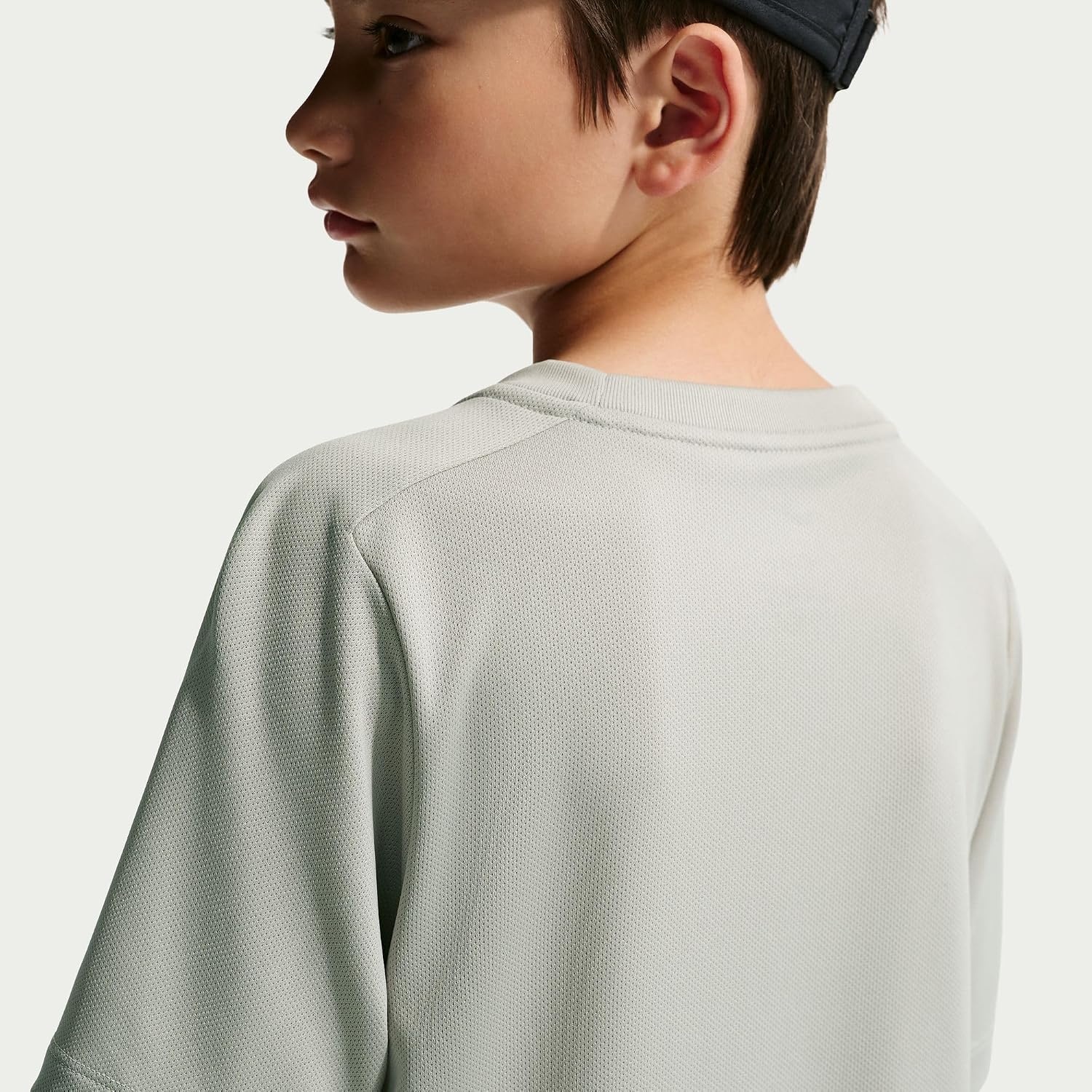 image:imageNike Unisex Big Kids Multi DriFIT ShortSleeve Training Top Large Swoosh Logo Boys and GirlsSpruce FogWhite