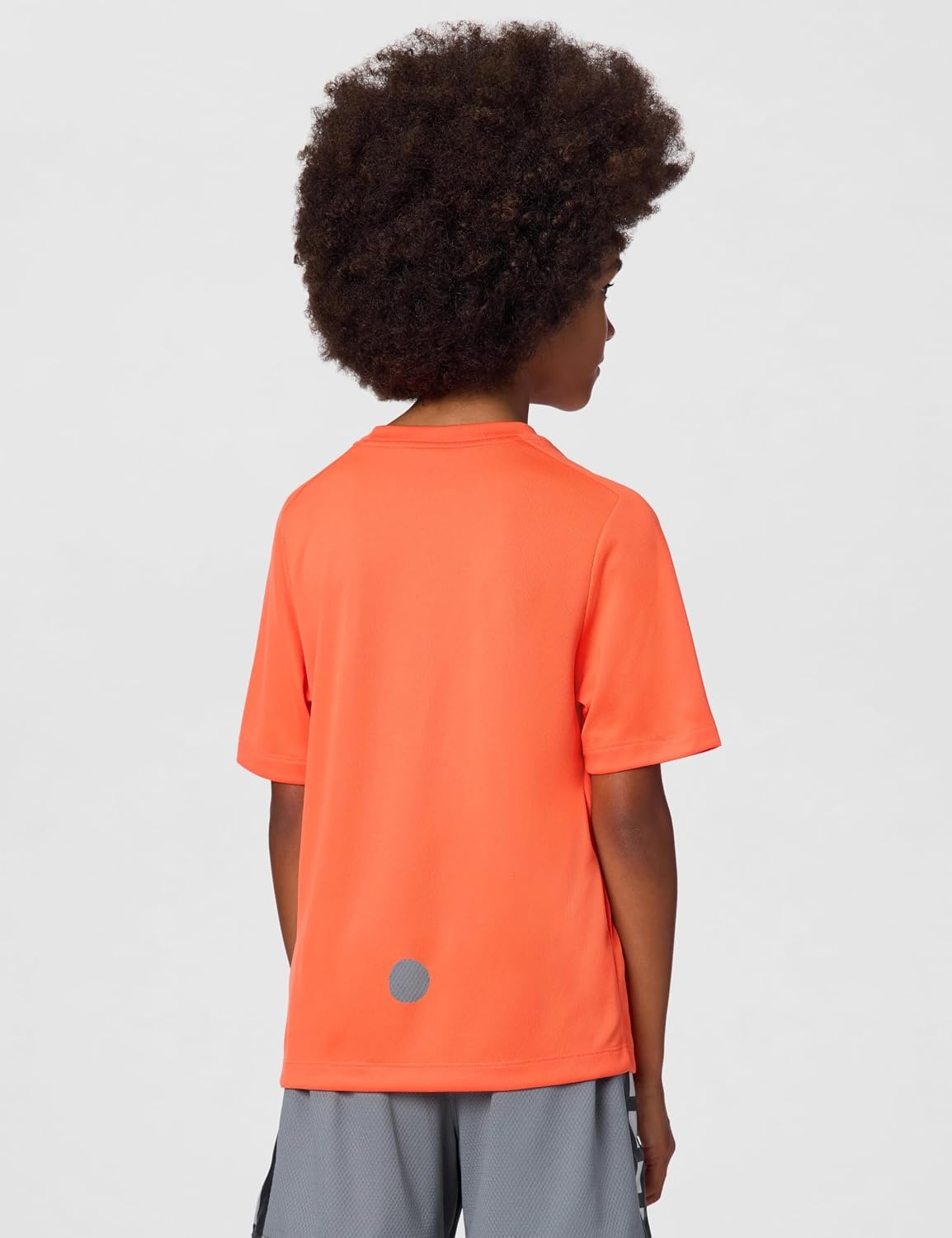 image:imageNike Unisex Big Kids Multi DriFIT ShortSleeve Training Top Large Swoosh Logo Boys and GirlsTurf OrangeWhite