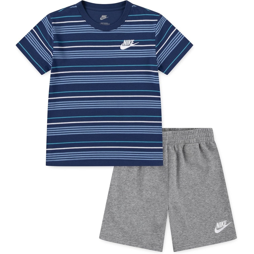 image:imageNike Boys Striped Sportswear Club TShirt and Shorts 2Piece Outfit SetMidnight Navy