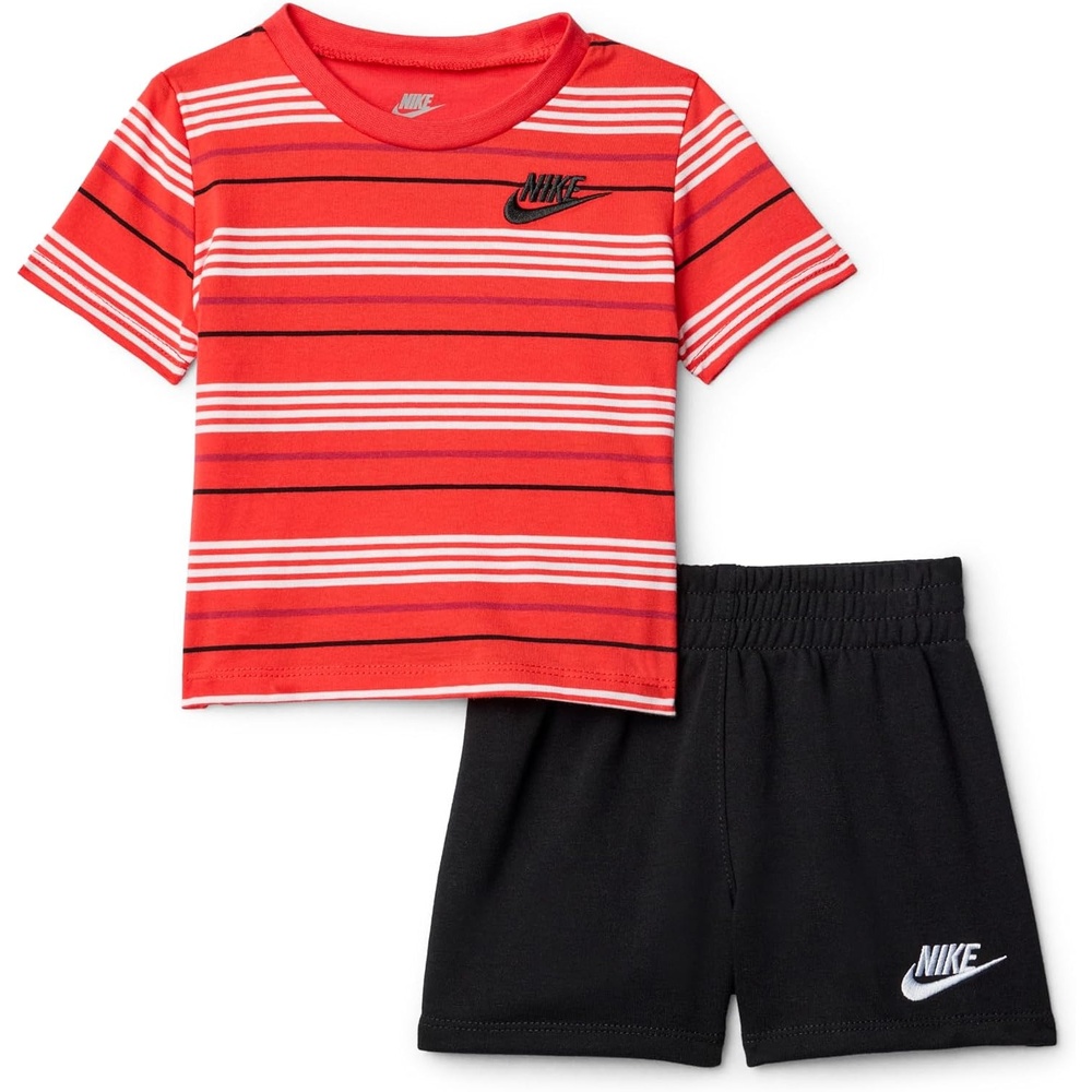 image:imageNike Boys Striped Sportswear Club TShirt and Shorts 2Piece Outfit SetTeam Crimson