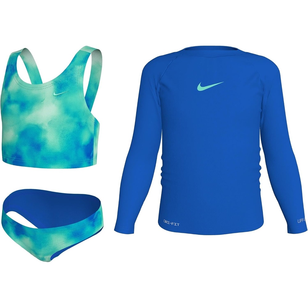 image:imageNike Girls Long Sleeve Hydroguard Midkini SetBleached Turq